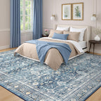 8x10 Area Rugs for Living Room Blue Washable Non-Slip Large Carpet