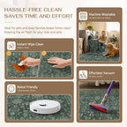 WondRg 6x9 Washable Area Rug for Living Room Bedroom Vintage Green Carpet Soft Low Pile Traditional Retro Non Slip Throw Rug for Dining Room Entryway Indoor Dorm Kitchen