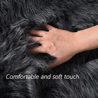 Latepis Dark Gray Faux Fur Rug 3x4 Area Sheepskin Rug for Bedroom Bedside Living Room Rugs for Sofa Cushion Playing Luxury Home Decor