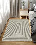 Latte&Fog 3x5 Entryway Rug Indoor, Beige Modern Abstract Washable Area Rug, Boho Non Slip Low Pile Throw Carpet for Indoor Bedroom Bedside, Kitchen, Entry and Living Room - Beige