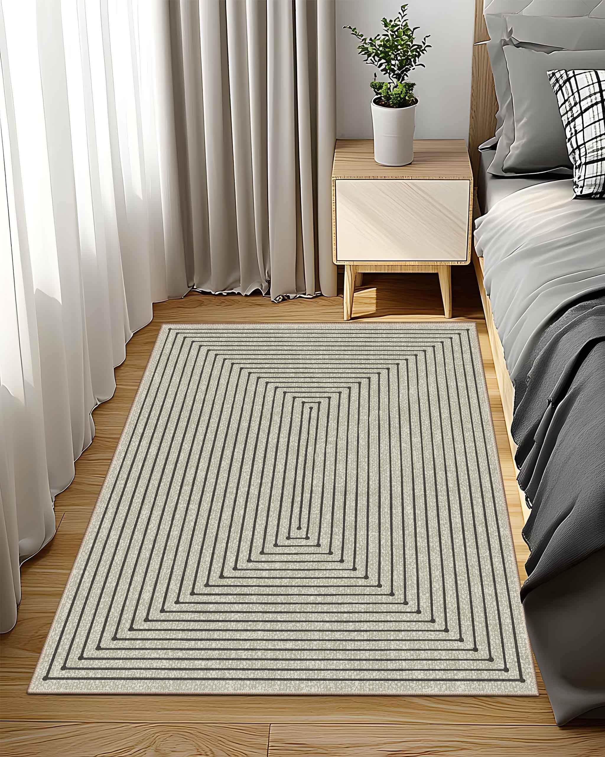 Latte&Fog 3x5 Washable Rug Modern Carpet for Entryway Bedroom, Beige