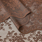 YJ YANJUN Vintage Lace Curtains 54 Inch Length-Brown Kitchen Curtains for Small Window, Victorian Floral Pattern, Light Filtering Voile Sheer Panels for Bedroom Bathroom 52" W x 54" L 2 Panels