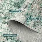 LEPEII 8x10 Area Rugs, Machine Washable Low Pile Rugs for Living Room, Modern Abstract Area Rugs for Bedroom, Large Area Rug with Non-Slip Backing for Dining Room-Green