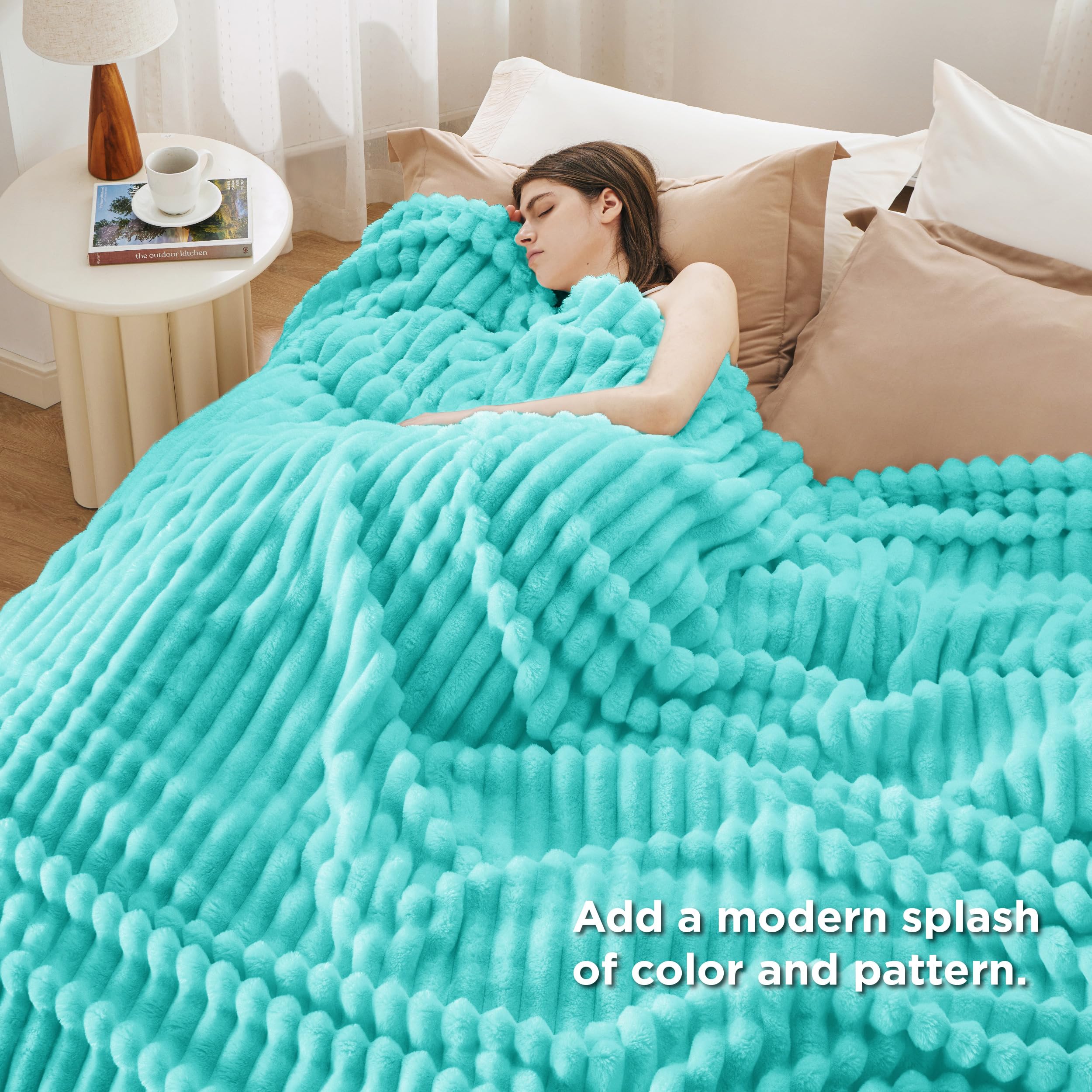 Bedsure Soft Cal King Size Blanket for Bed Blue Fog 102"x96"