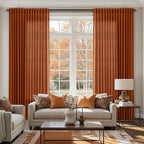 Rust Linen Curtains for Living Room 120 Inches Long Light Filtering Semi Sheer Curtain Back Tab Vintage Rustic Decor Extra Long Floor to Ceiling High Window for Bedroom Office 52x120, 2 Panels