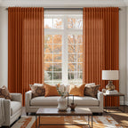 Nanspring Rust Linen Curtains 63 Inch Length for Living Room Light Filtering Semi Sheer Curtain Back Tab and Rod Pocket Vintage Rustic Luxury Home Decor Drapes for Bedroom Office 52x63, 2 Panels