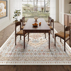 zesthome 7x9 Area Rug, Super Soft Washable Rugs for Living Room, Non-Slip Stain Resistant Vintage Rugs, Ultra-Thin Large Area Rugs (Orange,7'x9')