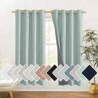 NICETOWN 100% Absolutely Blackout Linen Curtains with Thermal Insulated White Liner, Seafoam Green, 52" Wide, 72" Length Energy Saving Curtains for Living Room 2 Panels Set, Vertical Blinds