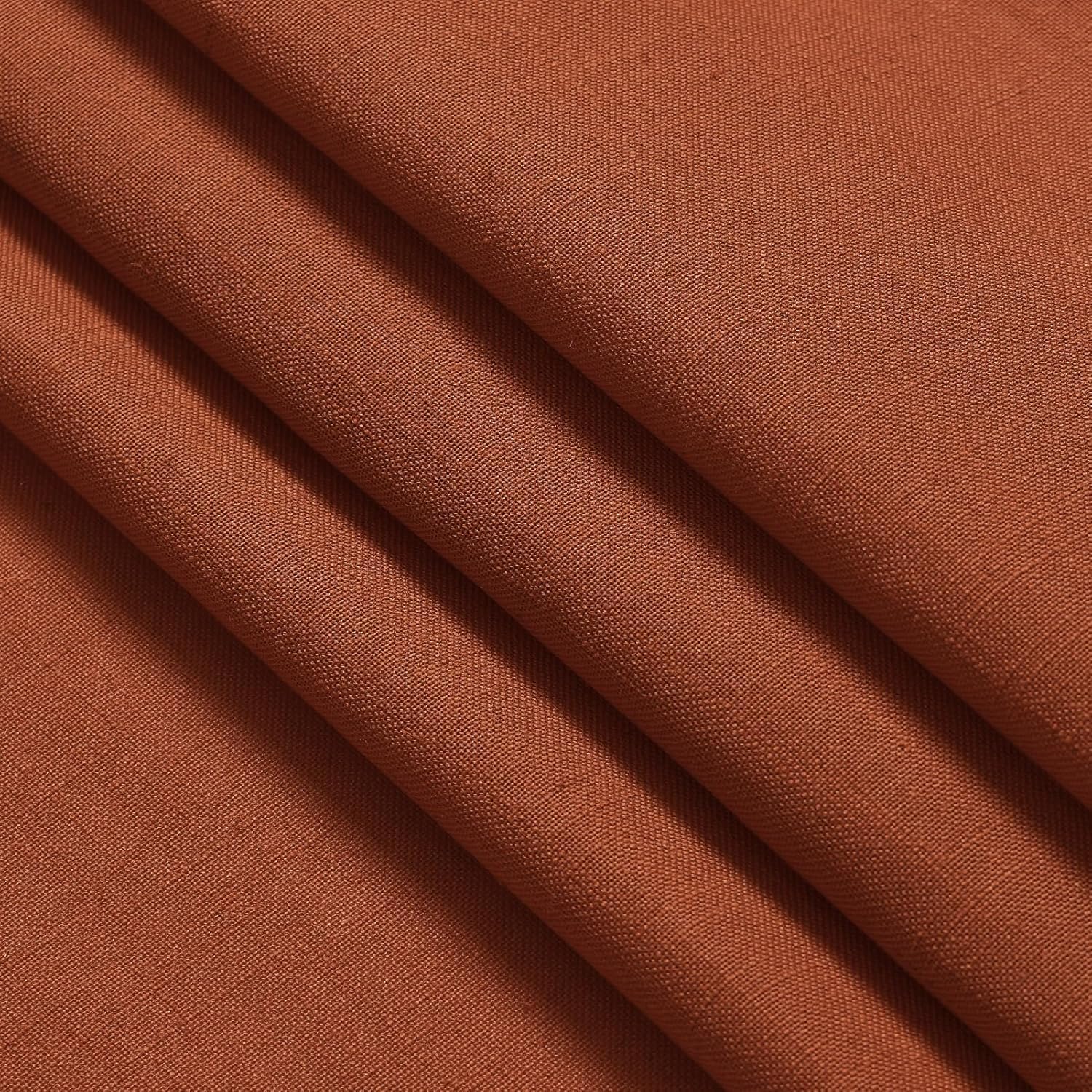 Nanspring Extra Wide Linen Curtains for Living Room 90 Inches Long Terracotta Light Filtering Semi Sheer Boho Farmhouse Curtain for Bedroom Office Luxury Back Tab and Rod Pocket 100x90, 2 Panels