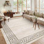 GarveeHome Large Modern Rug 9x12 Non-Slip Geometric Bordered Dining Room Rug
