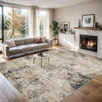 6x9 Area Rugs for Living Room - Washable Rug Modern Abstract Soft Large Neutral Non-Slip Carpet Indoor Floor Thin Carpets for Bedroom Dining Room Farmhouse Nursery Home Office Brown Black Grey