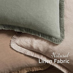 MIULEE Decorative Throw Pillow Covers Neutral Linen Fringe Throw Pillows Set of 2 Natural Linen Boho Farmhouse Cushion Covers with Tassels for Couch Sofa Bed Spring Home Decor 20x20 Inch