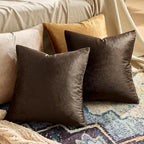 GIGIZAZA Brown Velvet Pillow Covers 24x24,Square Solid Throw Pillow Covers Decorative Modern Pillows Big Vintage Cases for Couch Pack of 2