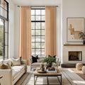 Nanspring Camel Linen Curtains for Living Room Extra Long 144 Inches Long Back Tab Light Filtering Semi Sheer Curtain Vintage Rustic Decor Floor to Ceiling High Window for Bedroom 52x144, 2 Panels