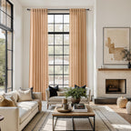 Nanspring Camel Linen Curtains for Living Room Extra Long 132 Inches Long Back Tab Light Filtering Semi Sheer Curtain Vintage Rustic Decor Floor to Ceiling High Window for Bedroom 52x132, 2 Panels