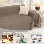 MYSKY HOME Couch Cover for Sofa Couch Covers for Pets, Non Slip Dogs Furniture Protector with Tassels for Living Room Non Slip Washable Furniture Protector Cover for Pet, Cat, 91"x118", Sand