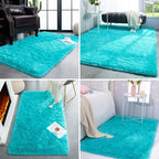 TWINNIS Super Soft Shaggy Rugs Fluffy Carpets, 5x8 Feet, Indoor Modern Plush Area Rugs for Living Room Bedroom Kids Room Nursery Home Decor, Upgrade Anti-Skid Rectangular Fuzzy Rug, Blue