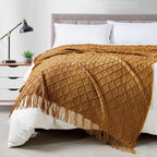 BOURINA Green Throw Blanket 50x60 Inch Boho Knitted Soft Throw Sofa Blanket