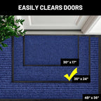Sierra Concepts Front Door Mat Large Welcome Floor Mats - Entryway Indoor Outdoor Entrance Doormat, Patio, Porch, Muddy Dog Shoe, Inside Outside Low Profile 36x24in, 2-Pack Blue