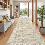 Restydon 3x16 Runner Rug Non Slip,Washable Hallway Runner Rug,Brown