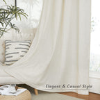 NICETOWN Linen Curtains for Windows 90 inch Long, Grommet Semi Sheer Vertical Drapes Privacy Added with Light Filtering for Bedroom/Living Room, Natural, W34 x L90, 2 Pieces