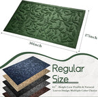 Boho Green Floral Leaves Outdoor Indoor Entrance Doormats, Absorbent Durable Heavy Duty Welcome Front Door Mat,Thick Natural Rubber Back,Easy Clean Entryway Mat 17x30 Inch, Low Profile