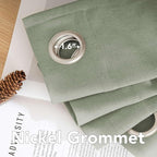 H.VERSAILTEX Living Room Linen Curtains - Semi Sheer, Nickel Grommet, Energy Saving, Light Filtering Window Treatments - Sea Grass, 2 Panels, 52 x 63 Inch