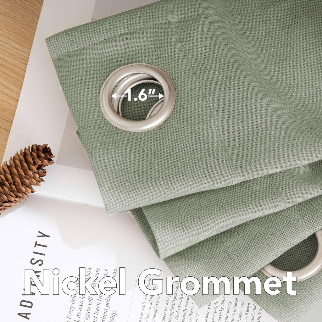 H.VERSAILTEX Living Room Linen Curtains Nickel Grommet Curtains Energy Saving Light Filtering Window Treatments Panels for Bedroom, Sea Grass, 2 Panels, 52 x 108 - Inch