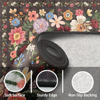 Babovid Black Brown Floral Hallway Runner Rug 2'6''x14' for Kitchen
