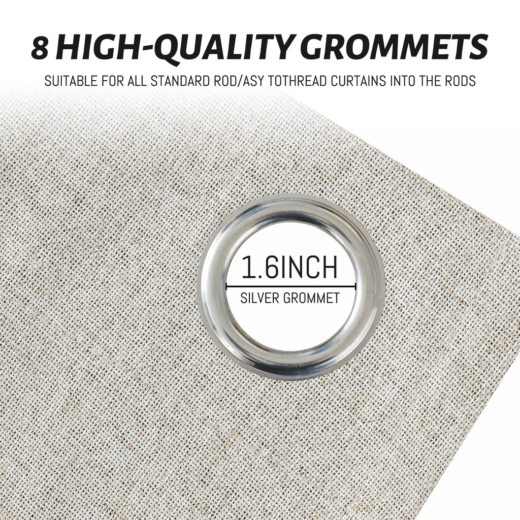 Yakamok Oatmeal Linen Textured Curtains 90 Inches Long for Living Room