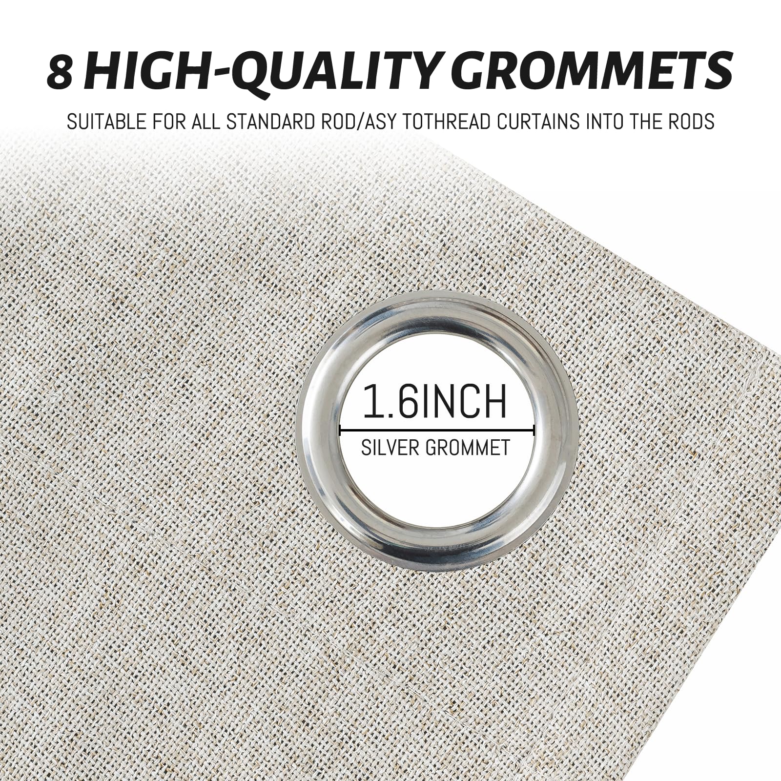 Yakamok Oatmeal Linen Textured Curtains 90 Inches Long for Living Room
