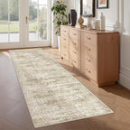 2x5 Rug Runner Washable for Entryway, Soft Bathroom Rugs with Non-Slip Backing, Abstract Low Pile Hallway Runner, Vintage Small Kitchen Carpet for Stair, Laundry Room(2'x5', Brown/Ivory)