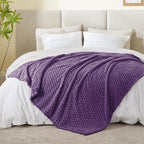 BEDELITE Fleece Throw Blanket for Couch & Bed - 3D Jacquard Decorative Purple Blanket, Super Soft and Cozy Warm Fuzzy Blanket All Seasons Suitable, 50x60Inches