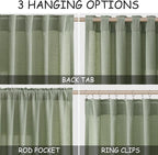 Nanspring Light Sage Linen Curtains 90 Inch Long 2 Panels Set for Bedroom Living Room Light Sage Linen Textured Window Drapes Semi Sheer Light Filtering Rod Pocket Back Tab Farmhouse Curtain 52x90