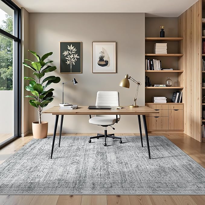 Restydon 5x7 Area Rugs for Living Room,Large Washable Rug,Grey