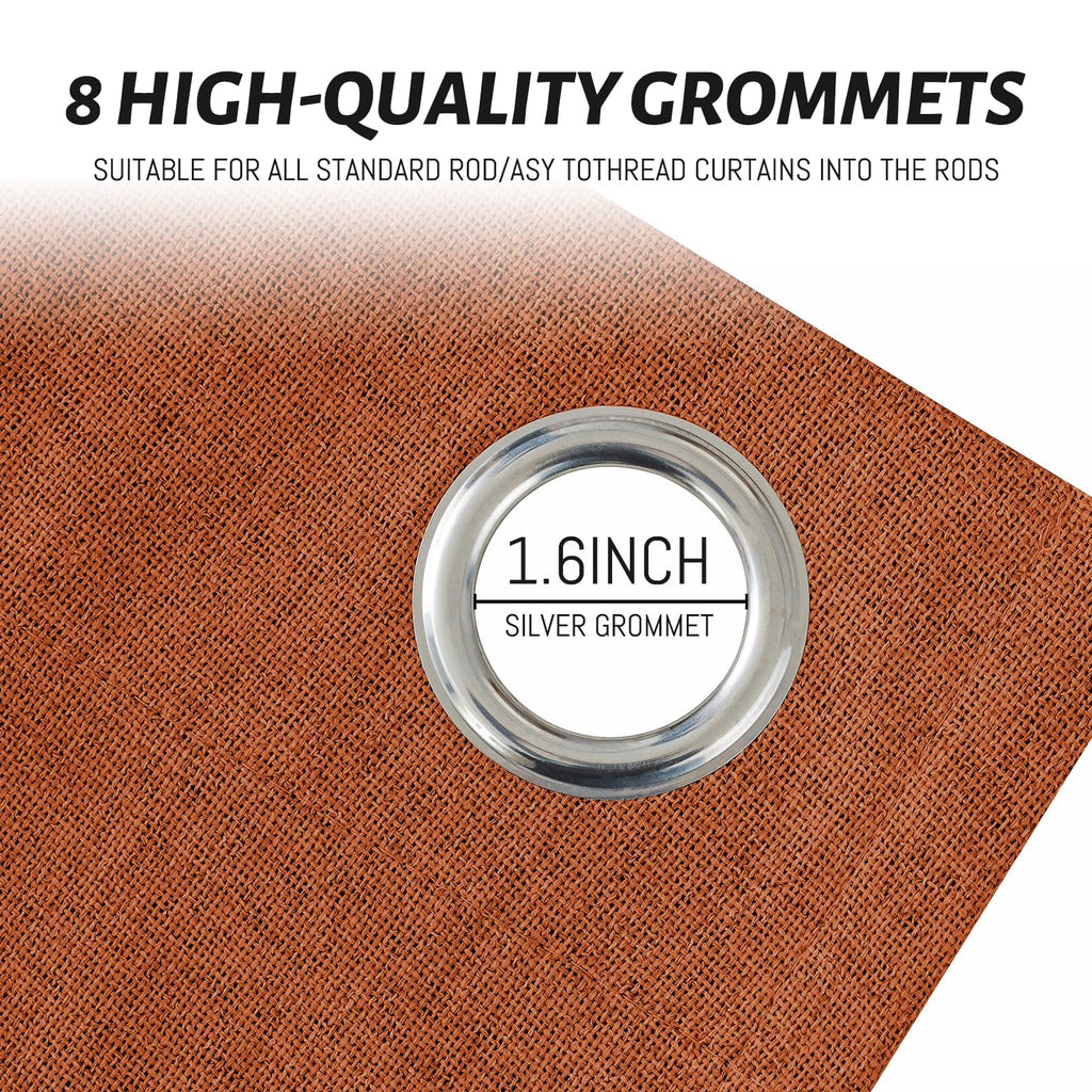 Yakamok Burnt Orange Linen Curtains 63 Inches Long for Living Room