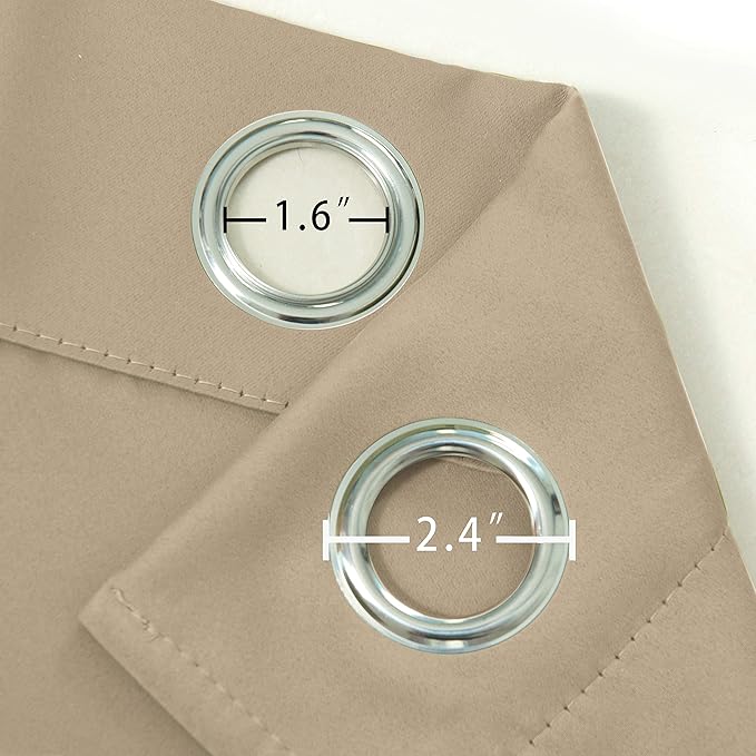 LEMOMO Beige Blackout Curtains/42 x 84 Inch/Set of 2 Panels Room Darkening Curtains for Bedroom