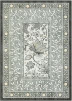 GarveeHome Provence Botanical Grove 4x6 Rug Vintage Cottagecore Soft Gray Fog Green 4x6 Washable Rug for Bedroom Living Room Nursery Kitchen Entryway Indoor Mat