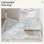 Runner Rug 3x8 Washable Non-Slip Hallway Runner Rugs for Kitchen Bathroom Laundry Room Grey Vintage Floor Carpet Runners for Hallways Entryway