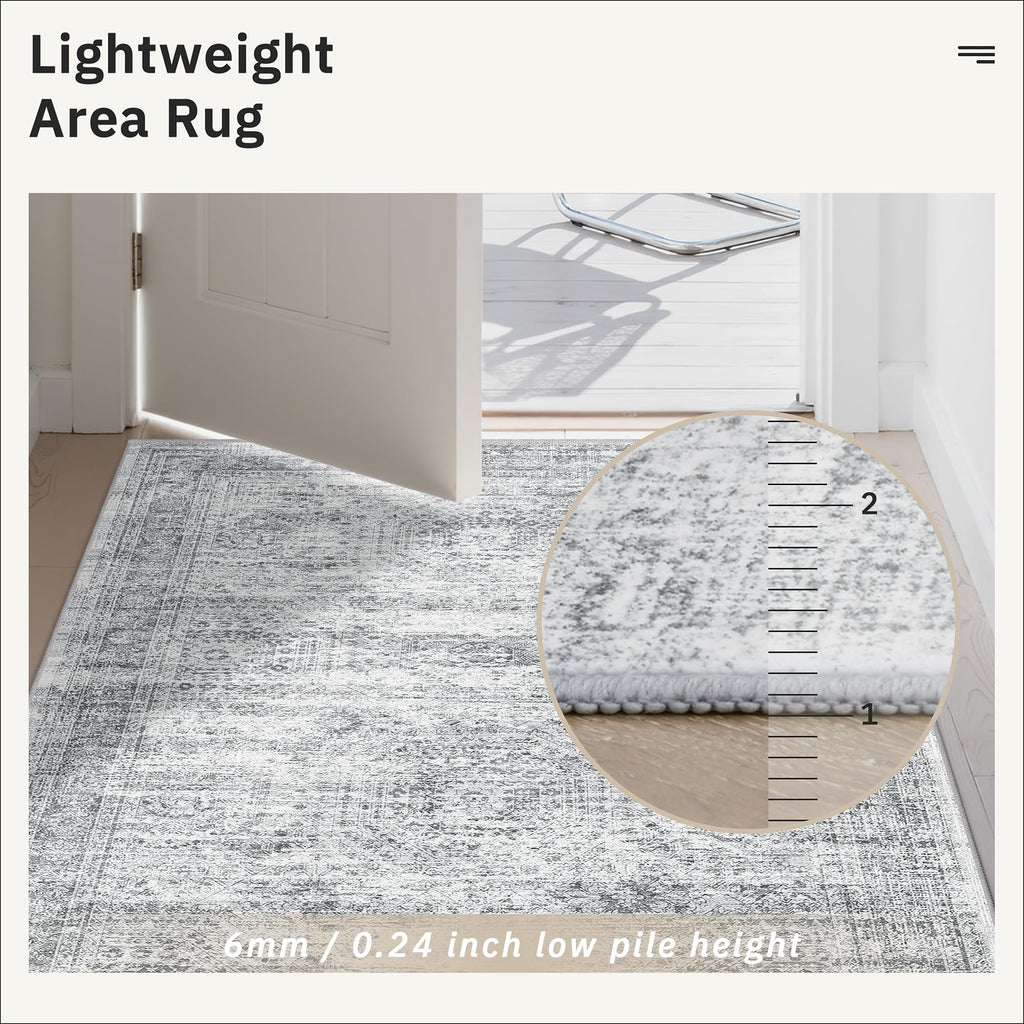 Soalmost Washable Hallway Runner Rug 3x18 Kitchen Entry Rugs Non-Slip, Grey