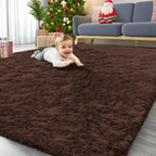 OLANLY 7x7 Machine Washable Large Area Rugs for Living Room, Bedroom, Soft Fluffy Shaggy Bedside Rug, Indoor Floor Carpet for Kids Girls and Boys, Dorms, Nursery, Home Decor Aesthetic, Coffee