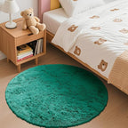 OLANLY Teal Green Round Rugs for Bedroom - Machine Washable, 3 ft Circle Area Rugs for Living Room, Soft and Fluffy Shaggy Carpet for Teen Girl and Boys, Nursery Rooms, Dorms, Home Decor Aesthetic