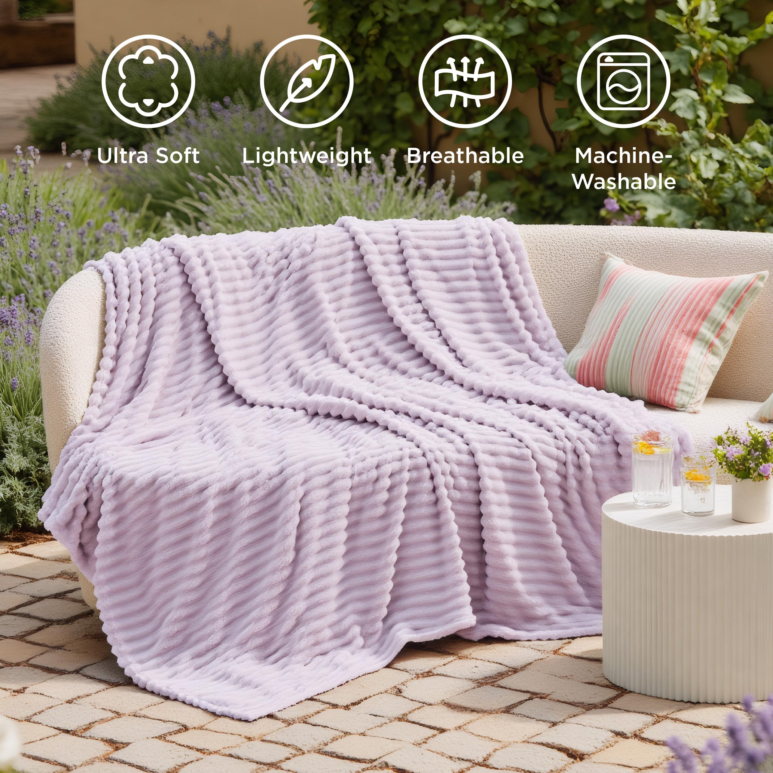 Bedsure Soft Throw Blanket for Couch Decor Gifts Lavender Fog 50"x60"