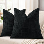 decorUhome Textured Chenille Throw Pillow Covers 20x20 Set of 2 Pink