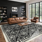 Latte&Fog 6x9 Area Rugs for Living Room Bedroom, Large Vintage Washable Rug, Boho Non Slip Low Pile Carpet for Indoor Dining Room, Office, Dorm, Classroom, Farmhouse and Home Office