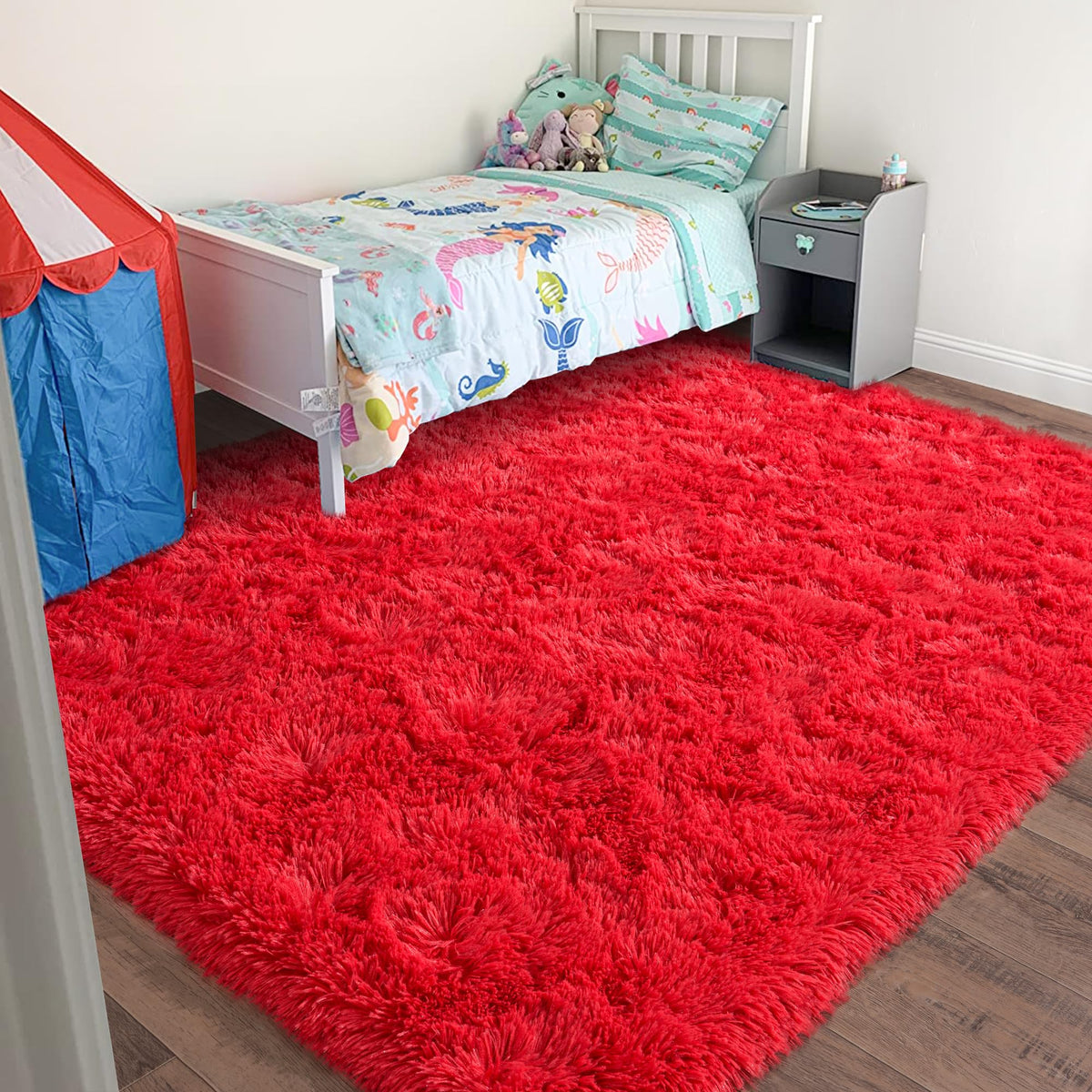 Quntue Rugs for Living Room 5x7, Soft Shaggy Modern Shag Area Rug for Bedroom, Upgrade Non-Slip Plush Fluffy Carpet for Kids Boys Girls Room Home Decor Aesthetic, Dark Grey