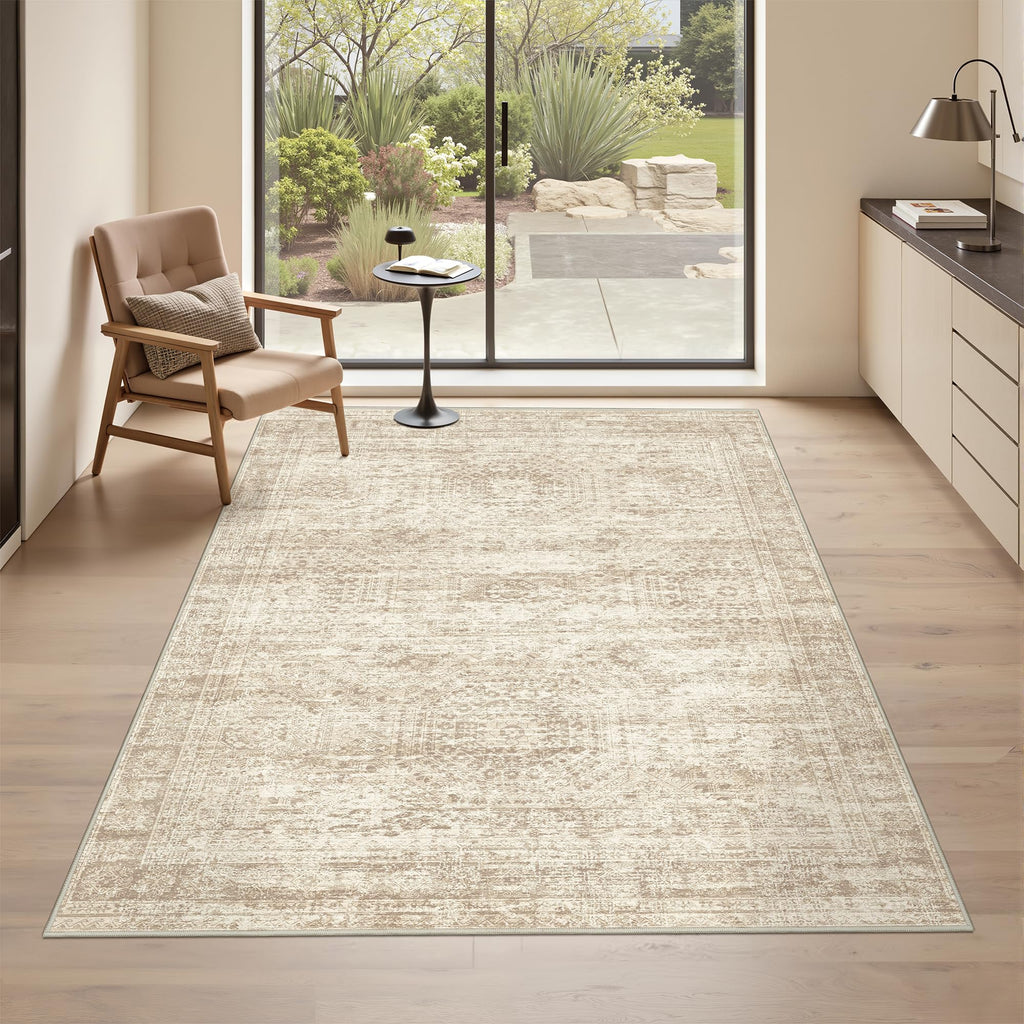 Restydon 3x5 Rug for Entryway,Washable Area Rug,Beige