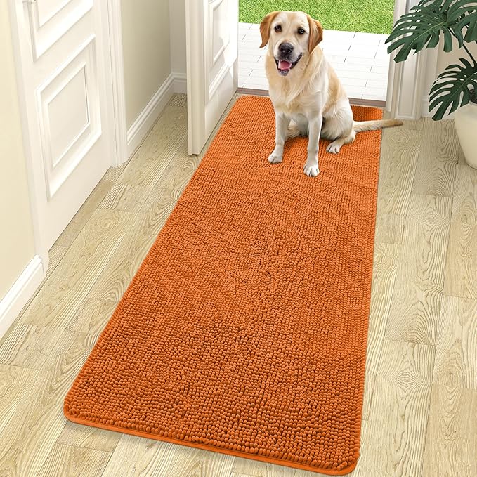 OLANLY Dog Door Mat for Muddy Paws 70x24, Super Absorbent Chenille Mud Mat