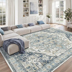 zesthome 8x10 Area Rugs-Washable Rug for Living Room, Non-Slip Backing Rugs, Stain Resistant 8x10 Rug for Bedroom, Ultra-Thin Low Pile Rugs, Vintage Large Home Decor