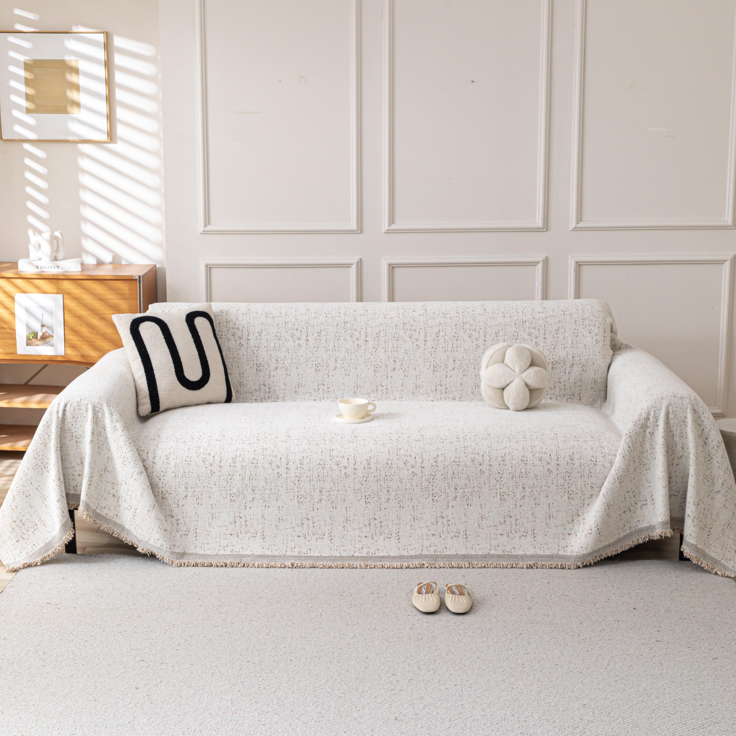 KaviKon Couch Cover for Sofa, Boho Sofa Covers Washable 3 Cushion for Dogs